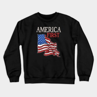 America first USA American patriot flag Memorial Day vintage Crewneck Sweatshirt